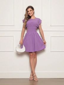 Vestido Curto Crepinho Com Fendas Lívia Lavanda / P