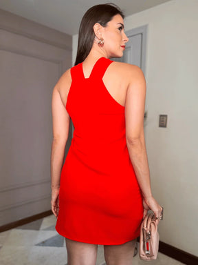 Vestido Curto Gola Frente Única Juliana