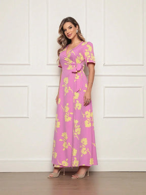 Vestido Longo Estampado Com Detalhe Transpassado Vanessa