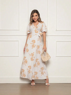 Vestido Longo Estampado Com Detalhe Transpassado Vanessa