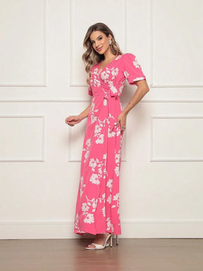 Vestido Longo Estampado Com Detalhe Transpassado Vanessa