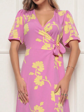 Vestido Longo Estampado Com Detalhe Transpassado Vanessa