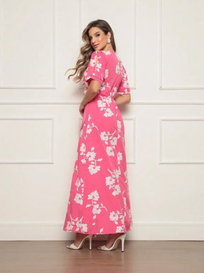 Vestido Longo Estampado Com Detalhe Transpassado Vanessa