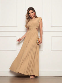 Vestido Longo Crepinho Acinturado Poliana Bege / P Vestidos Longos Femininos