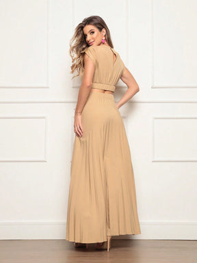 Vestido Longo Crepinho Acinturado Poliana Vestidos Longos Femininos