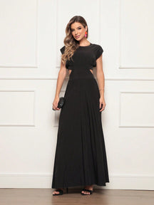 Vestido Longo Crepinho Acinturado Poliana Preto / P Vestidos Longos Femininos