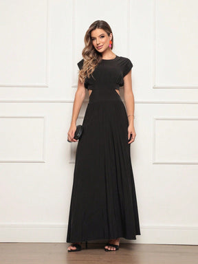 Vestido Longo Crepinho Acinturado Poliana Preto / P Vestidos Longos Femininos