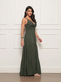 Vestido Longo Pipoca Layla Verde Militar / P Vestidos Maxi Femininos