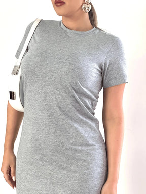 Vestido Midi Com Gola Redonda Bianca