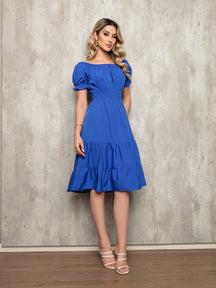 Vestido Midi Curto Larissa Azul Royal / P Vestidos Midi Femininos