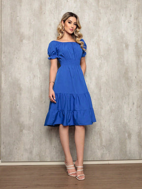 Vestido Midi Curto Larissa Azul Royal / P Vestidos Midi Femininos