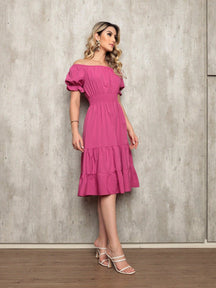 Vestido Midi Curto Larissa Pink / P Vestidos Midi Femininos