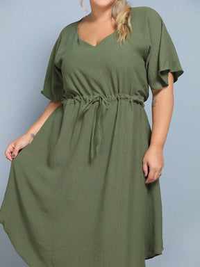 Vestido Com Manga Esvoaçante E Cinto De Amarração Bárbara
