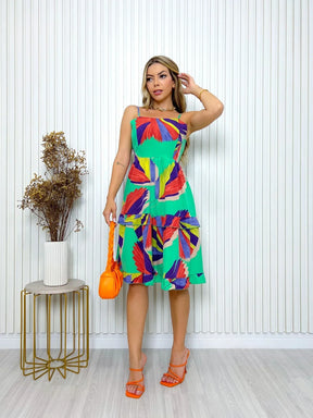 Vestido Costas Nuas Com Babado Lorena Verde Menta / P