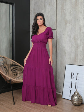 Vestido Longo Com Manga Bufante Emily Vestidos Maxi Femininos