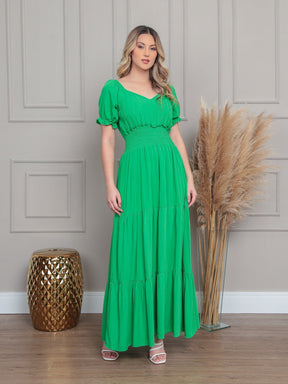 Vestido Longo Com Manga Bufante Emily Vestidos Maxi Femininos