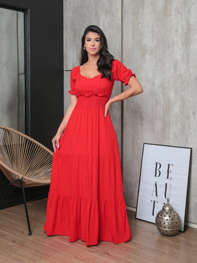 Vestido Longo Com Manga Bufante Emily Vestidos Maxi Femininos