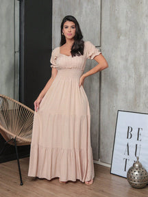 Vestido Longo Com Manga Bufante Emily Damasco / P Vestidos Maxi Femininos