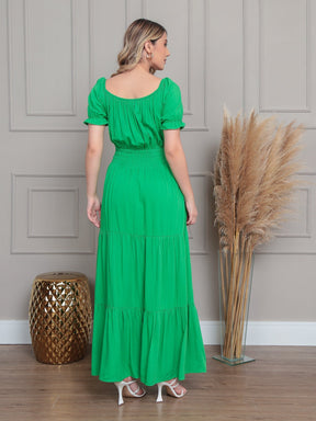 Vestido Longo Com Manga Bufante Emily Vestidos Maxi Femininos