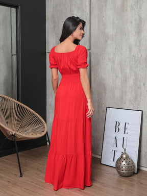 Vestido Longo Com Manga Bufante Emily Vestidos Maxi Femininos