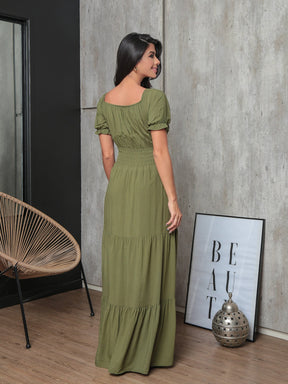 Vestido Longo Com Manga Bufante Emily Vestidos Maxi Femininos