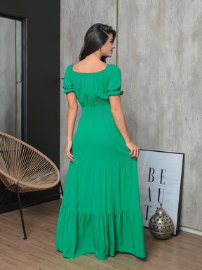 Vestido Longo Com Manga Bufante Emily Vestidos Maxi Femininos
