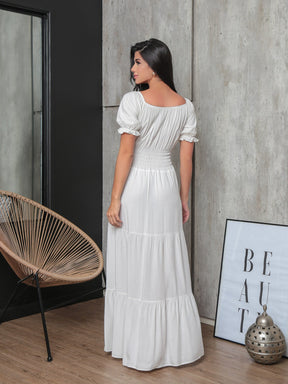 Vestido Longo Com Manga Bufante Emily Vestidos Maxi Femininos