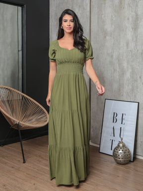 Vestido Longo Com Manga Bufante Emily Vestidos Maxi Femininos
