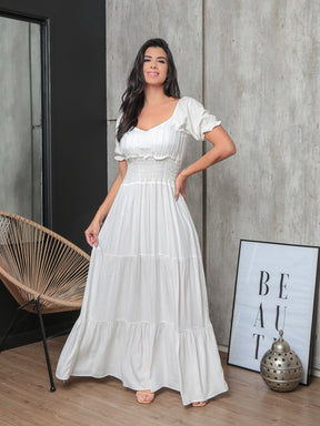 Vestido Longo Com Manga Bufante Emily Vestidos Maxi Femininos