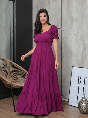 Vestido Longo Com Manga Bufante Emily Vestidos Maxi Femininos