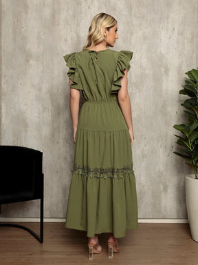 Vestido Longo Bainha Com Babado Thaís