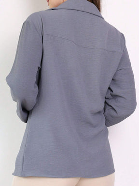 Camisa Estilo Social Com Manga Bufante E Botões Silvana