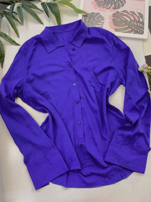 Camisa Social Manga Longa Com Botões Tatiane Azul Royal / P