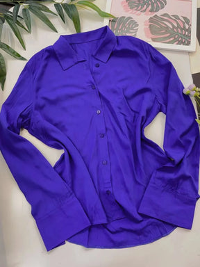 Camisa Social Manga Longa Com Botões Tatiane Azul Royal / P