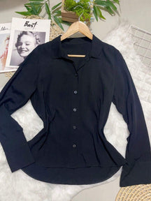 Camisa Social Manga Longa Com Botões Tatiane Preto Novo / P