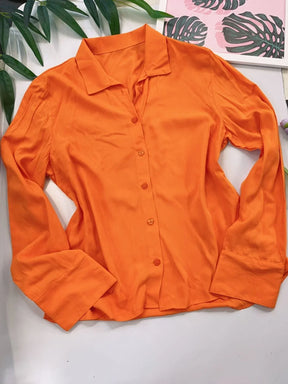 Camisa Social Manga Longa Com Botões Tatiane Laranja / P