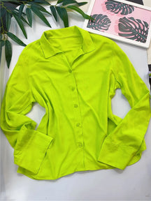 Camisa Social Manga Longa Com Botões Tatiane Verde Limão / P