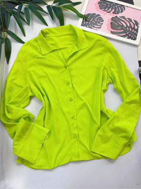 Camisa Social Manga Longa Com Botões Tatiane Verde Limão / P