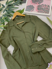 Camisa Social Manga Longa Com Botões Tatiane Verde Militar / P
